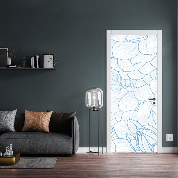 Türaufkleber zartes blaues blumenmuster – Wallnifity® Türaufkleber zartes blaues blumenmuster – Wallnifity®