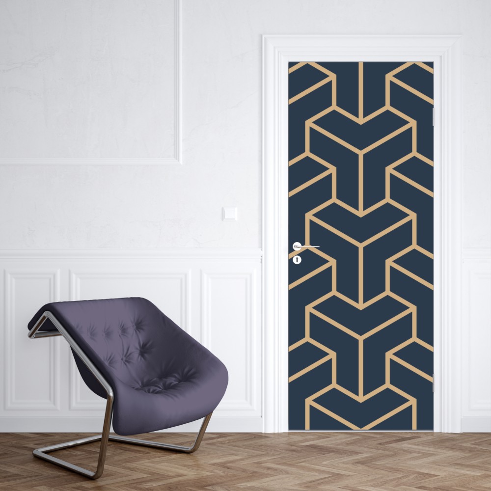 Türaufkleber marineblaues geometrisches würfelmuster – Wallnifity® Türaufkleber marineblaues geometrisches würfelmuster – Wallnifity®