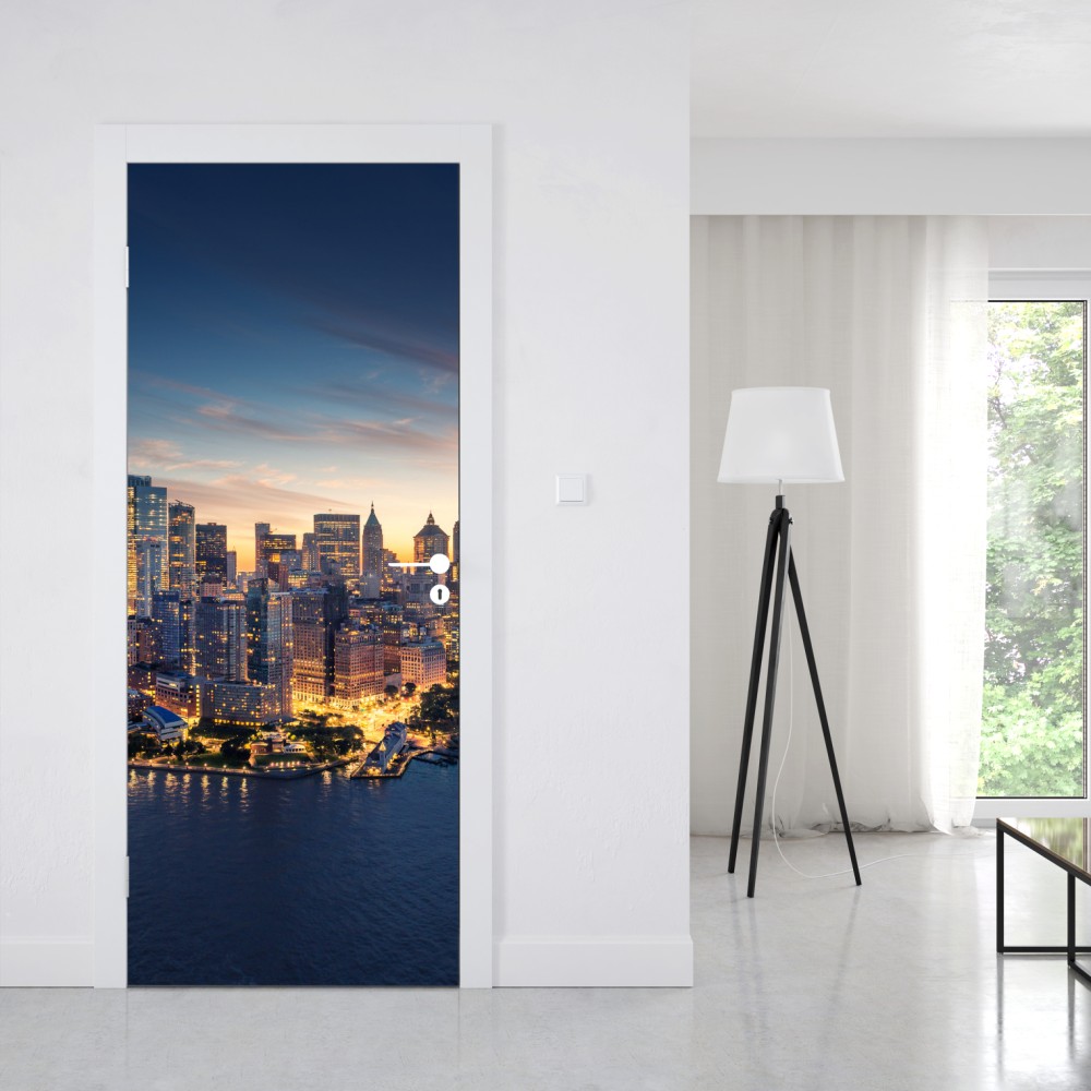 Türaufkleber Manhattan panorama bei sonnenaufgang – Wallnifity® Türaufkleber Manhattan panorama bei sonnenaufgang – Wallnifity®