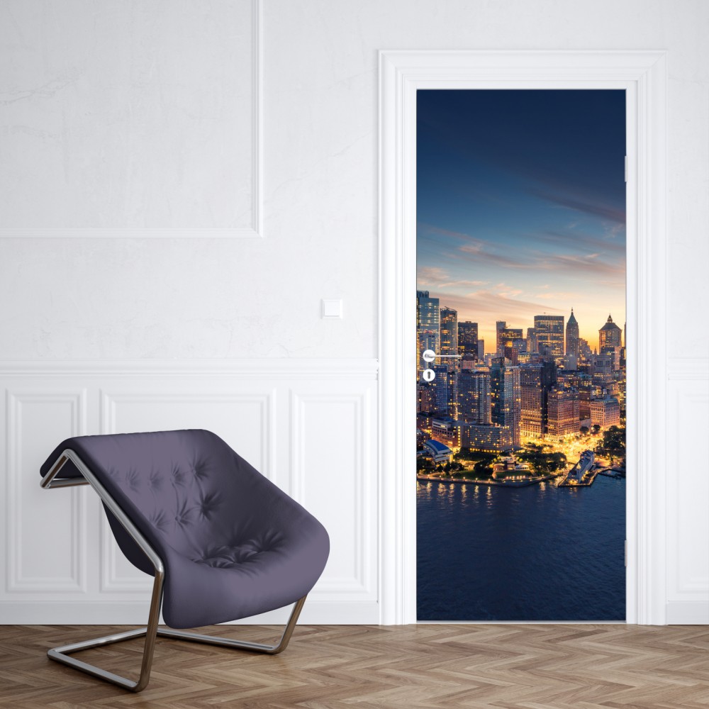 Türaufkleber Manhattan panorama bei sonnenaufgang – Wallnifity® Türaufkleber Manhattan panorama bei sonnenaufgang – Wallnifity®