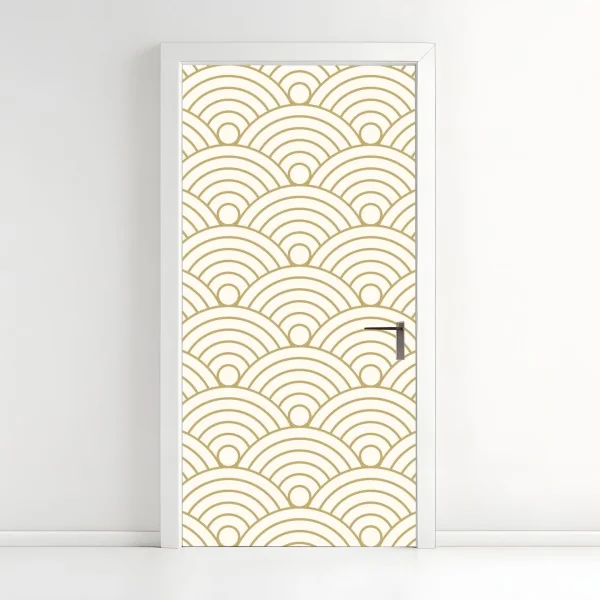Türaufkleber goldenes seigaiha wellenmuster
