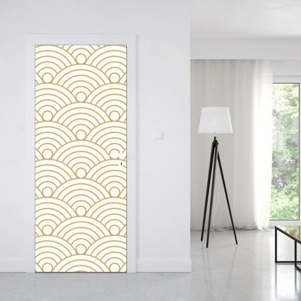 Türaufkleber goldenes seigaiha wellenmuster – Wallnifity® Türaufkleber goldenes seigaiha wellenmuster – Wallnifity®