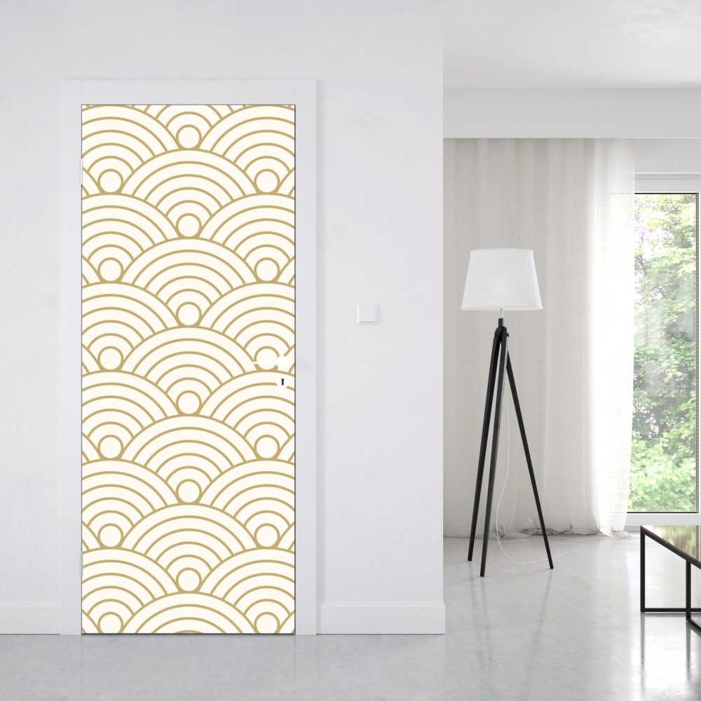 Türaufkleber goldenes seigaiha wellenmuster – Wallnifity® Türaufkleber goldenes seigaiha wellenmuster – Wallnifity®
