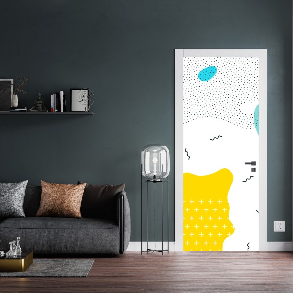 Türaufkleber türkiswellen abstrakte komposition – Wallnifity®