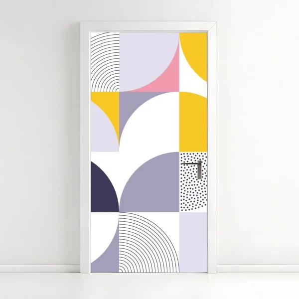 Türaufkleber schwarz-weiß geometrisches muster – Wallnifity®