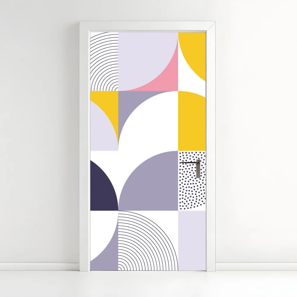 Türaufkleber pastellfarbenes geometrisches muster mit halbkreisen – Wallnifity® Türaufkleber pastellfarbenes geometrisches muster mit halbkreisen – Wallnifity®