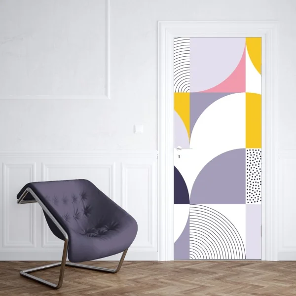 Türaufkleber schwarz-weiß geometrisches muster – Wallnifity®
