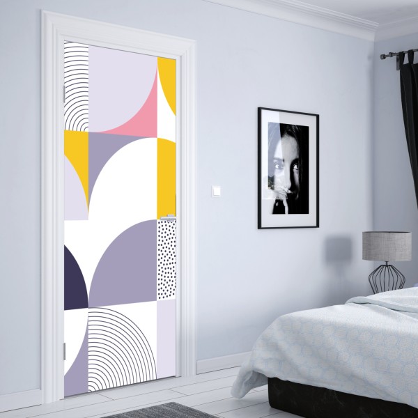 Türaufkleber pastellfarbenes geometrisches muster mit halbkreisen – Wallnifity® Türaufkleber pastellfarbenes geometrisches muster mit halbkreisen – Wallnifity®