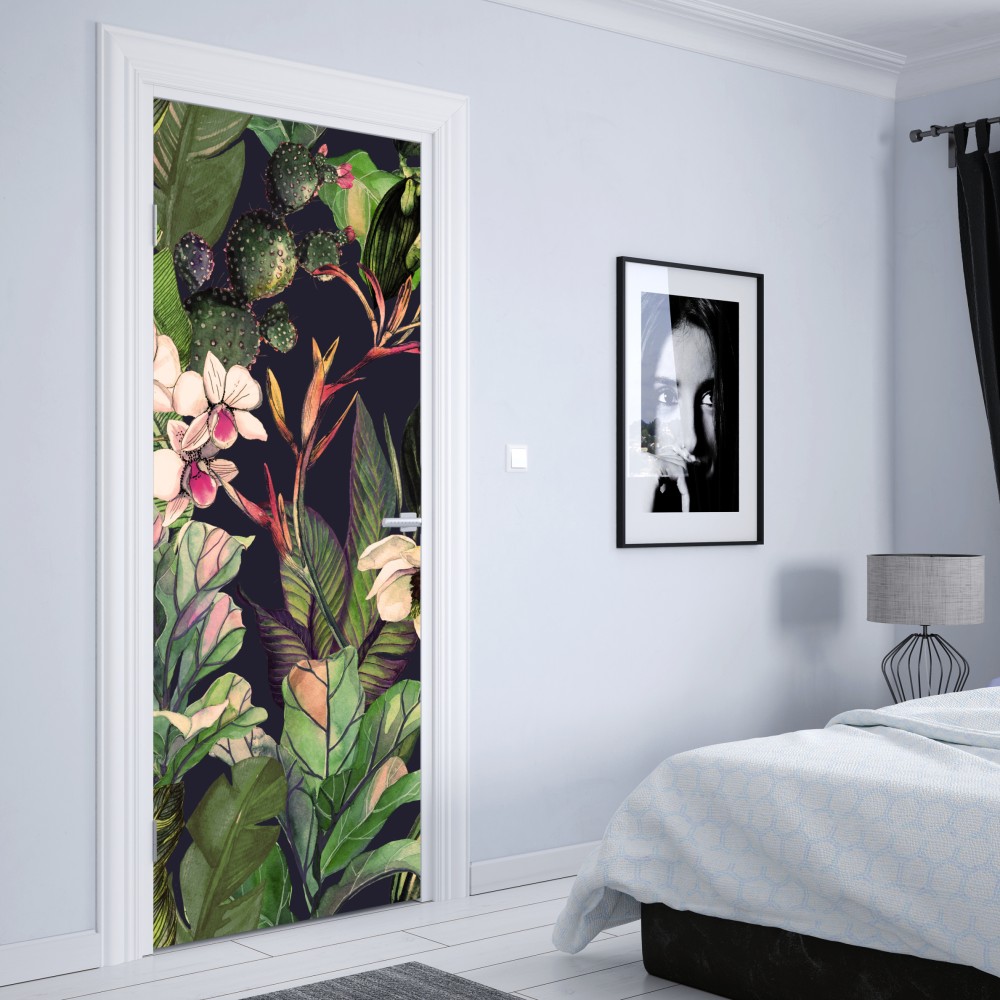 Türaufkleber tropisches aquarell botanikmuster – Wallnifity® Türaufkleber tropisches aquarell botanikmuster – Wallnifity®