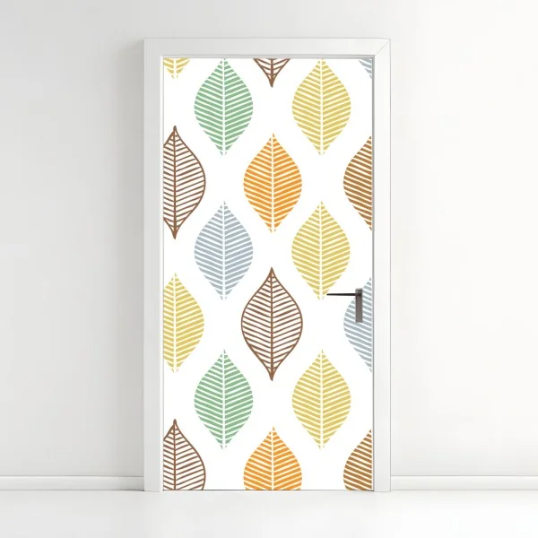 Türaufkleber elegantes goldenes geometrisches blattmuster – Wallnifity®