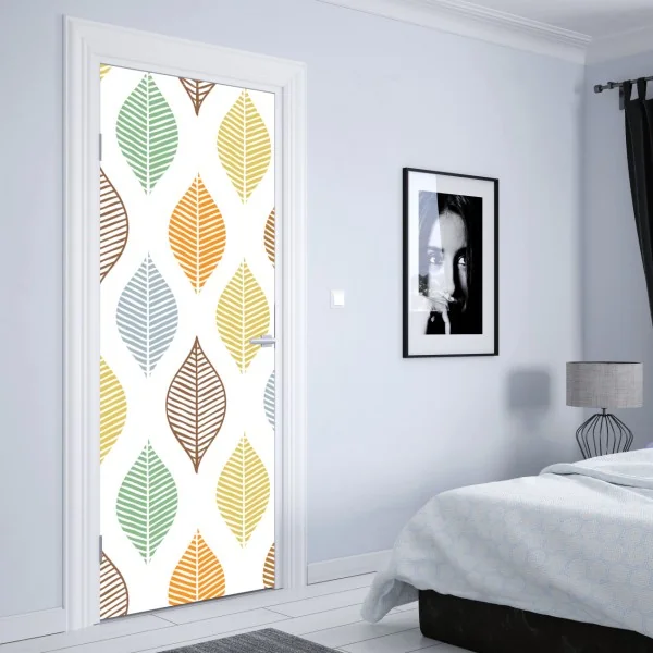Türaufkleber elegantes goldenes geometrisches blattmuster – Wallnifity®
