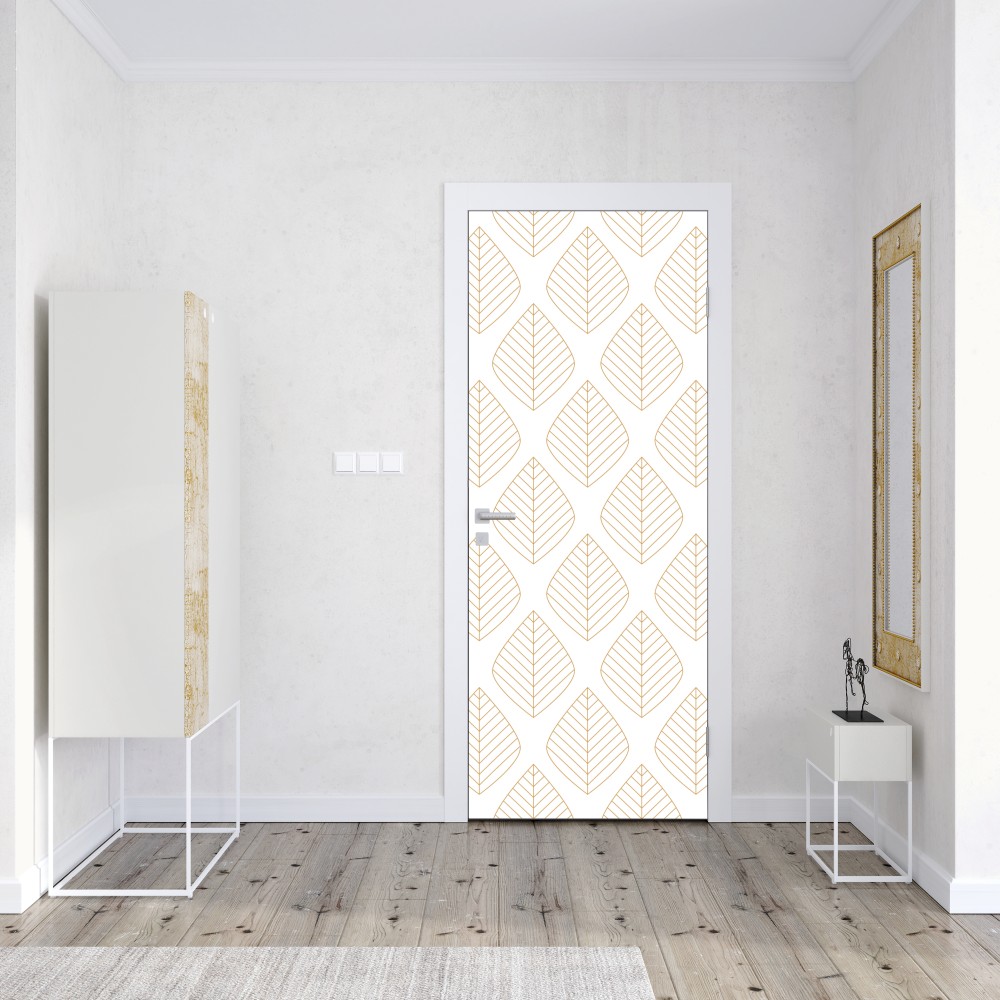 Türaufkleber elegantes goldenes geometrisches blattmuster – Wallnifity® Türaufkleber elegantes goldenes geometrisches blattmuster – Wallnifity®