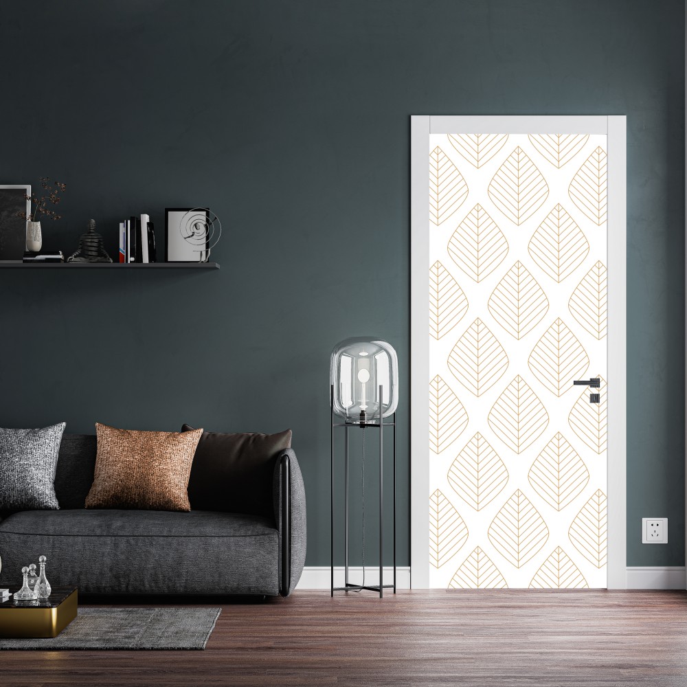 Türaufkleber elegantes goldenes geometrisches blattmuster – Wallnifity® Türaufkleber elegantes goldenes geometrisches blattmuster – Wallnifity®