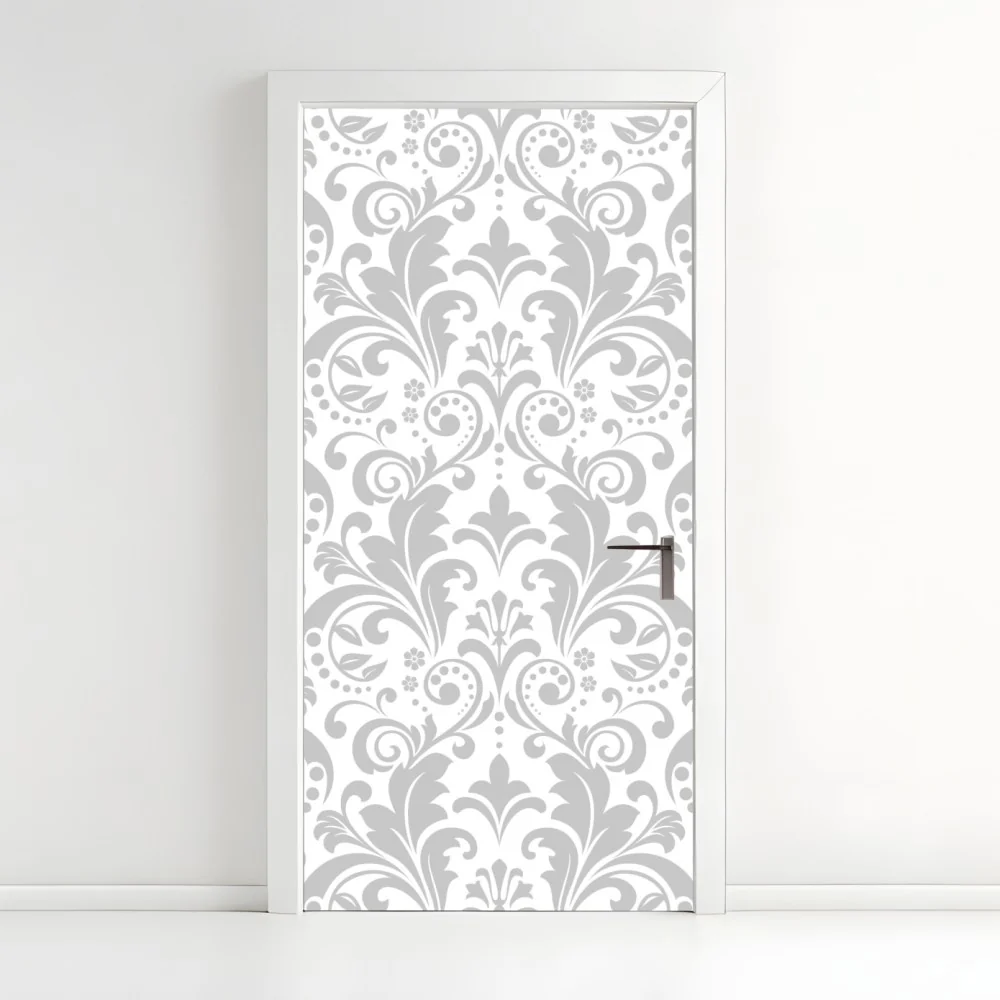 Türaufkleber elegantes graues damastmuster – Wallnifity® Türaufkleber elegantes graues damastmuster – Wallnifity®