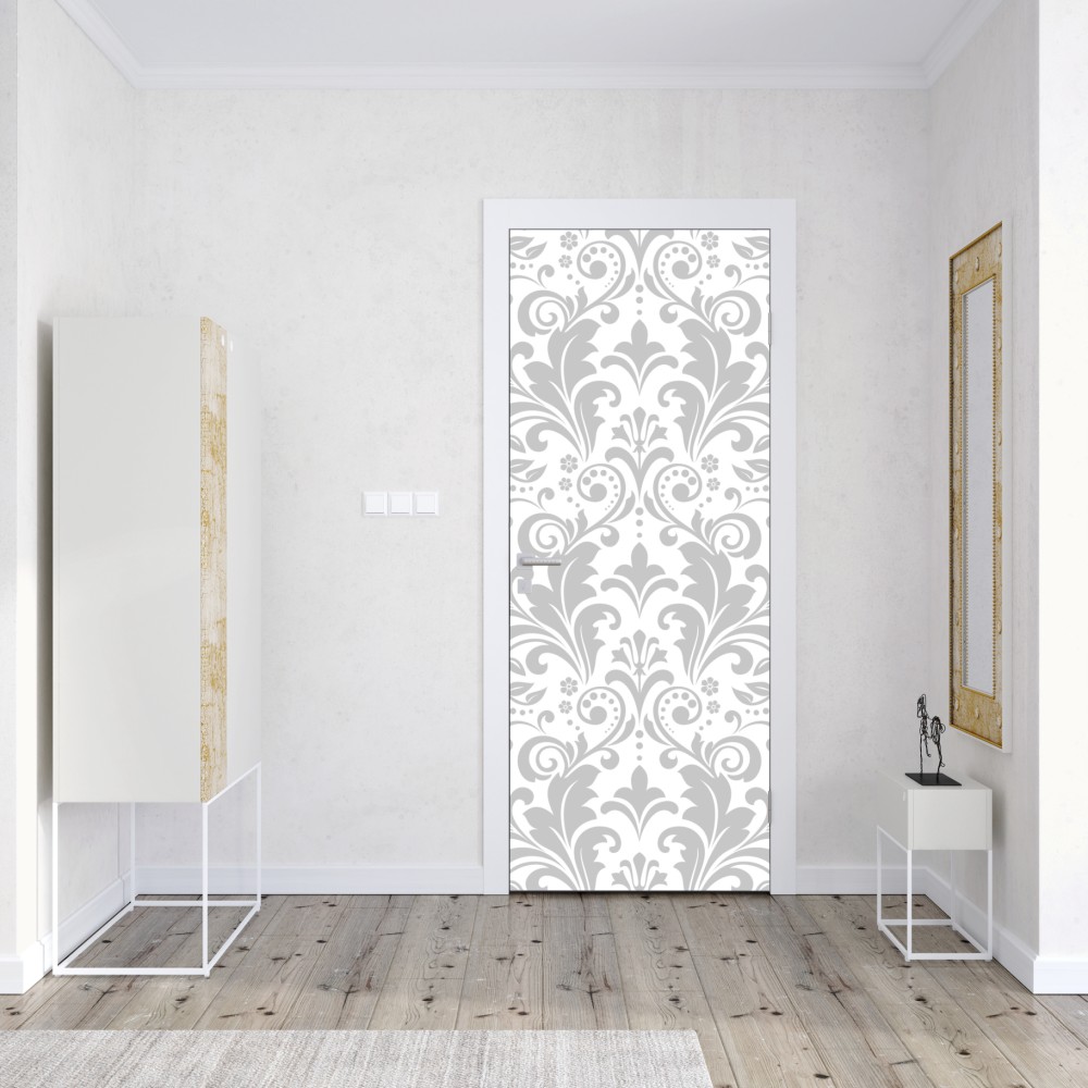 Türaufkleber elegantes graues damastmuster – Wallnifity® Türaufkleber elegantes graues damastmuster – Wallnifity®