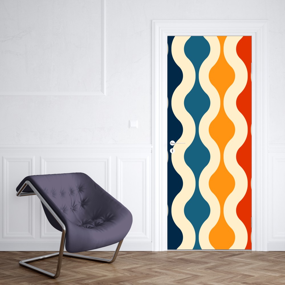 Türaufkleber retro welliges mid-century muster – Wallnifity® Türaufkleber retro welliges mid-century muster – Wallnifity®