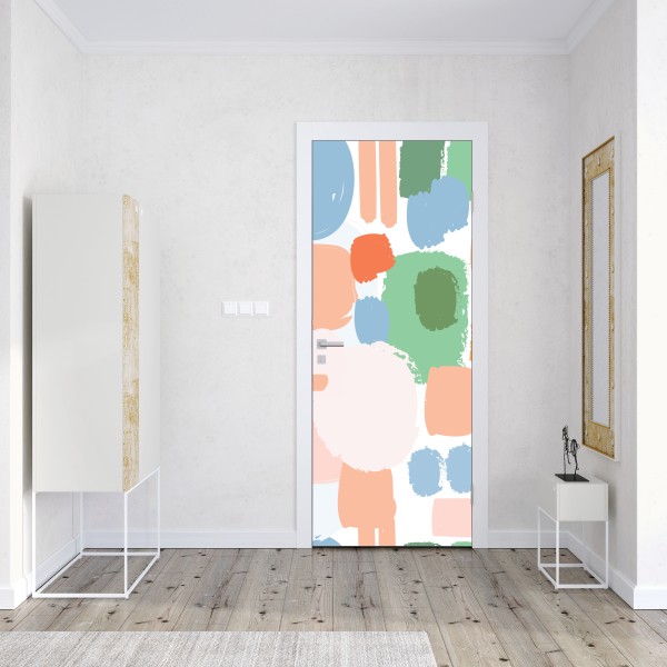 Türaufkleber vintage rosa blumenmuster auf tiefgrün – Wallnifity®