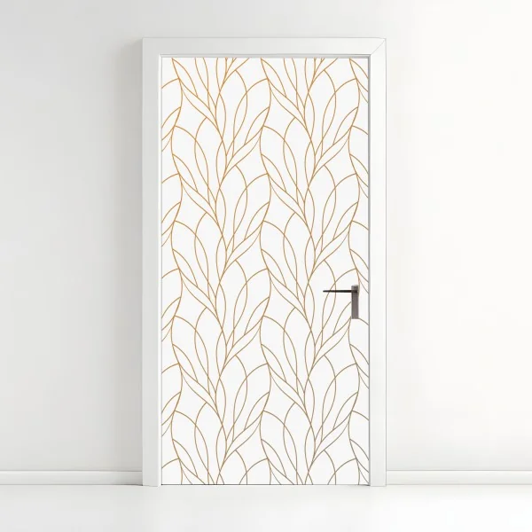 Türaufkleber goldenes blattmuster auf weißem hintergrund