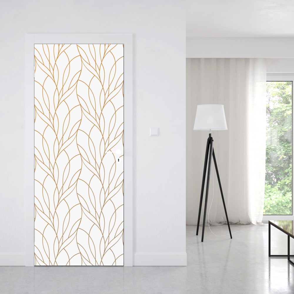 Türaufkleber goldenes blattmuster auf weißem hintergrund – Wallnifity® Türaufkleber goldenes blattmuster auf weißem hintergrund – Wallnifity®