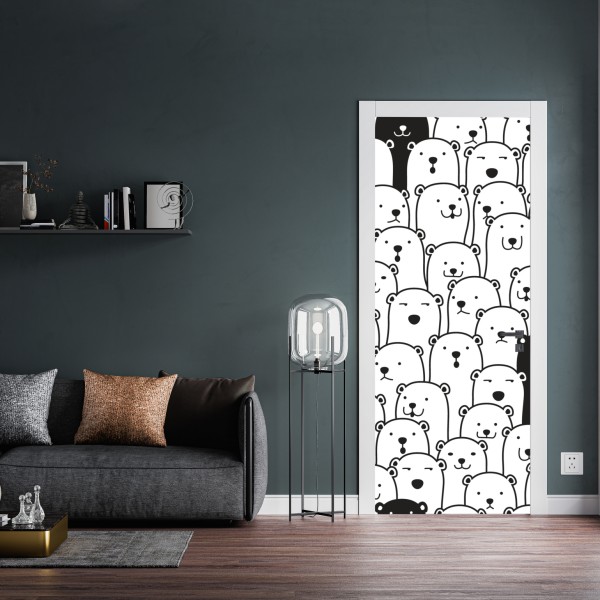 Türaufkleber schwarz-weiß geometrisches muster – Wallnifity®