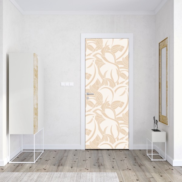 Türaufkleber beiges blattmuster im botanischen stil – Wallnifity® Türaufkleber beiges blattmuster im botanischen stil – Wallnifity®