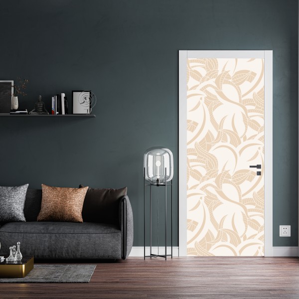 Türaufkleber beiges blattmuster im botanischen stil – Wallnifity® Türaufkleber beiges blattmuster im botanischen stil – Wallnifity®