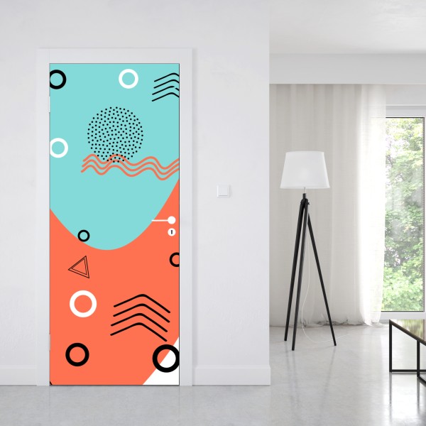 Türaufkleber schwarz-weiß geometrisches muster – Wallnifity®