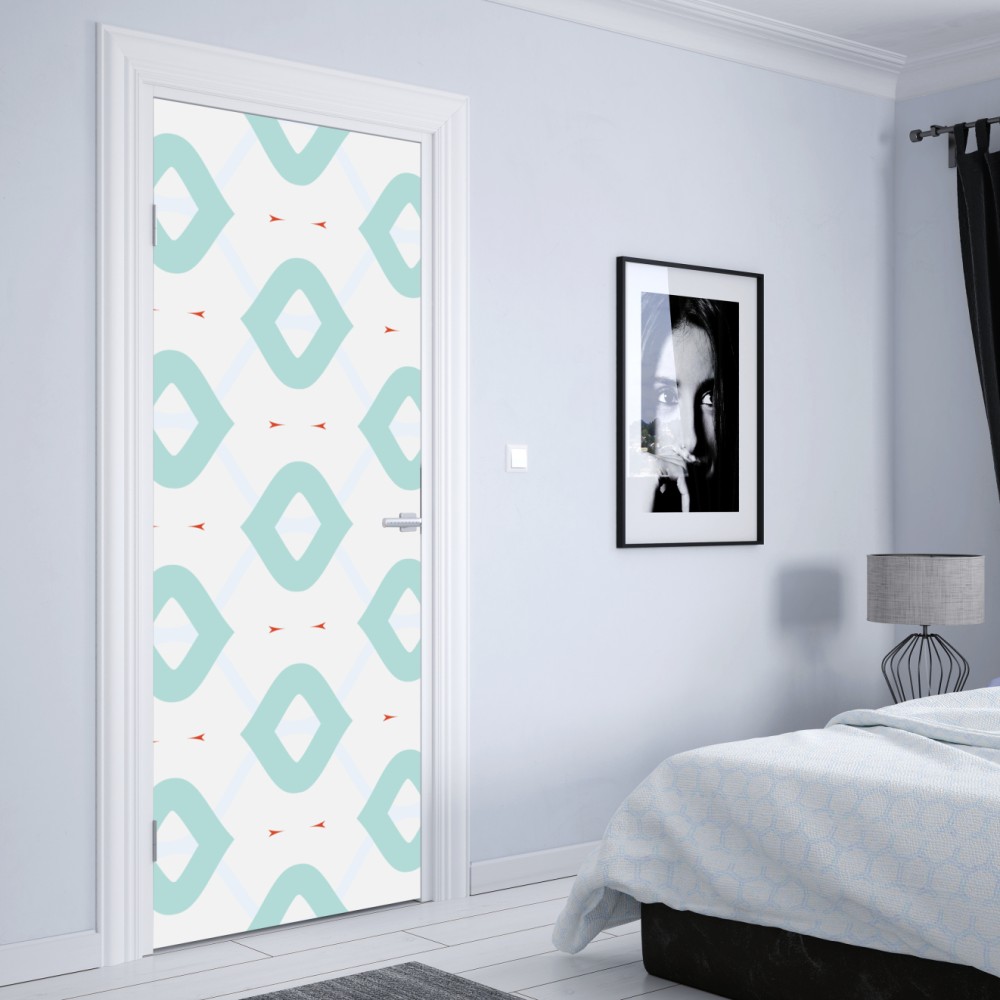 Türaufkleber türkis geometrisches rautenmuster – Wallnifity® Türaufkleber türkis geometrisches rautenmuster – Wallnifity®