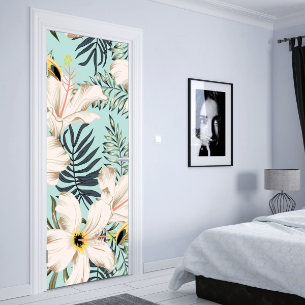 Türaufkleber tropisches muster mit tukan und blumen – Wallnifity® Türaufkleber tropisches muster mit tukan und blumen – Wallnifity®