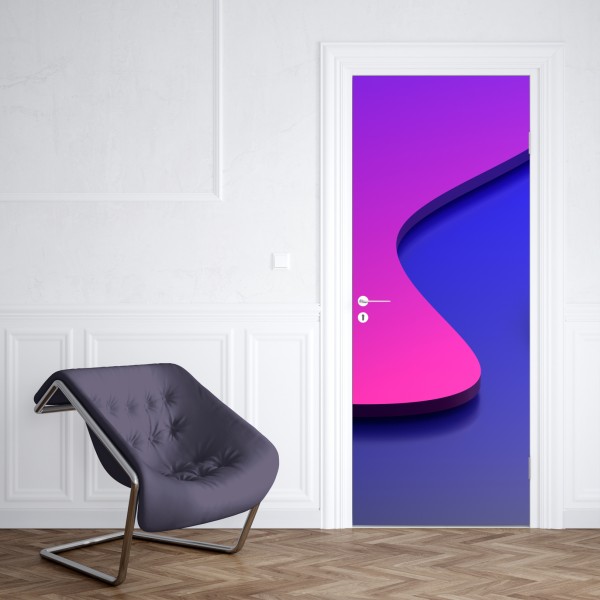 Türaufkleber leuchtende lila-blaue abstrakte 3d-formen – Wallnifity® Türaufkleber leuchtende lila-blaue abstrakte 3d-formen – Wallnifity®
