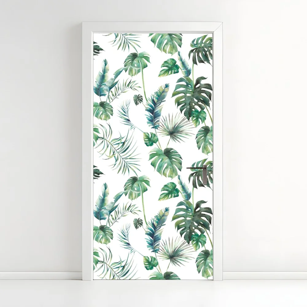 Türaufkleber aquarell tropische blätter muster – Wallnifity®