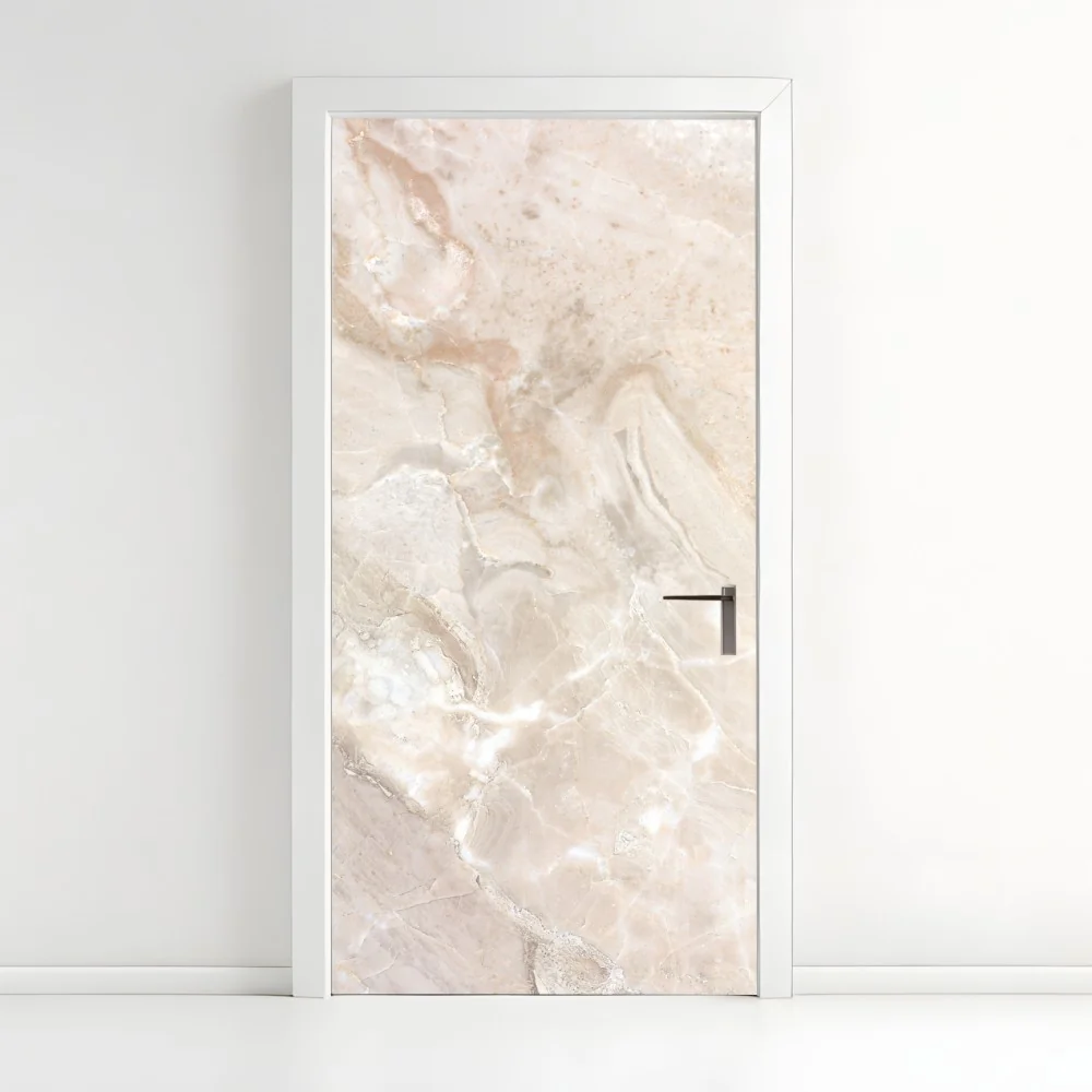Türaufkleber beige marmorstruktur – Wallnifity®