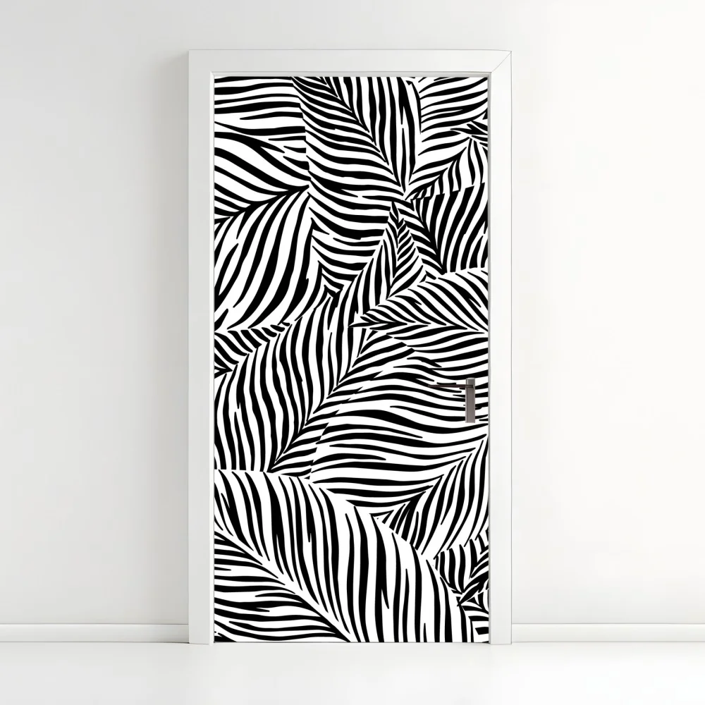 Türaufkleber monochromes tropisches blattmuster – Wallnifity® Türaufkleber monochromes tropisches blattmuster – Wallnifity®