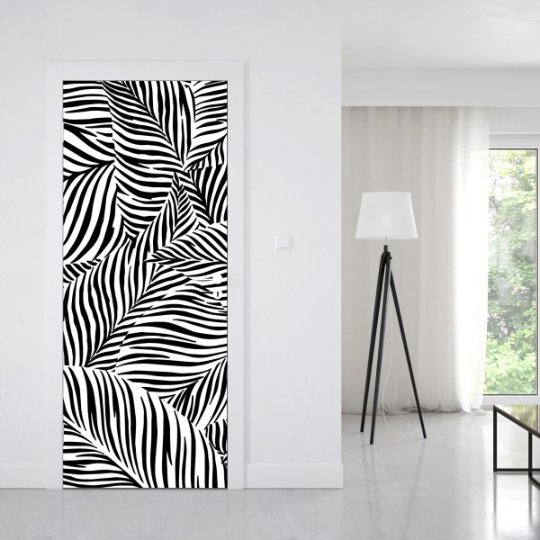 Türaufkleber monochromes tropisches blattmuster – Wallnifity® Türaufkleber monochromes tropisches blattmuster – Wallnifity®
