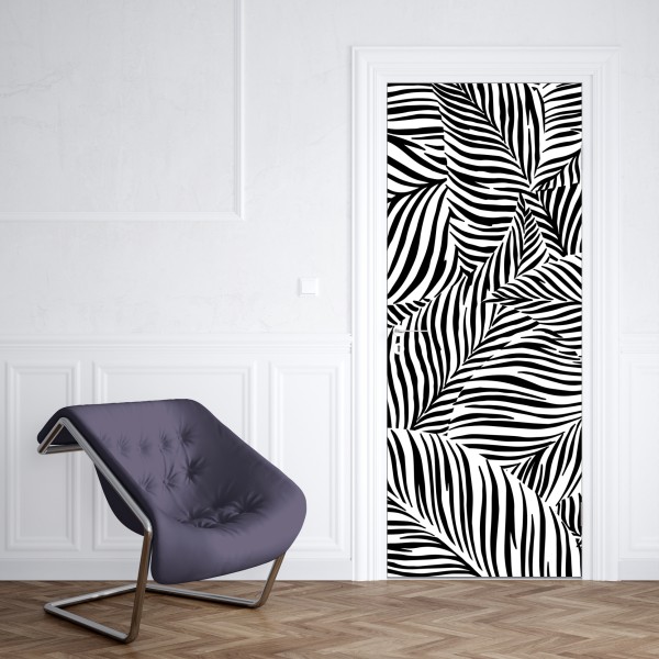 Türaufkleber monochromes tropisches blattmuster – Wallnifity® Türaufkleber monochromes tropisches blattmuster – Wallnifity®