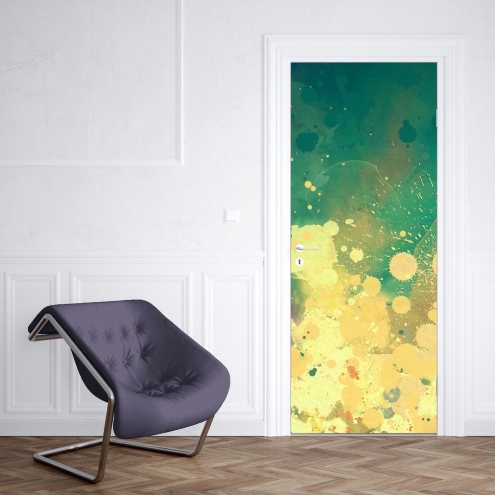 Türaufkleber türkiser aquarellausbruch abstrakt – Wallnifity® Türaufkleber türkiser aquarellausbruch abstrakt – Wallnifity®