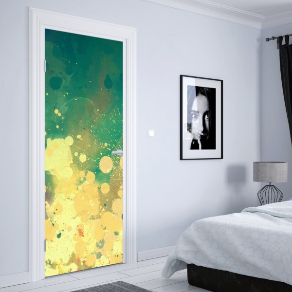 Türaufkleber türkiser aquarellausbruch abstrakt – Wallnifity® Türaufkleber türkiser aquarellausbruch abstrakt – Wallnifity®