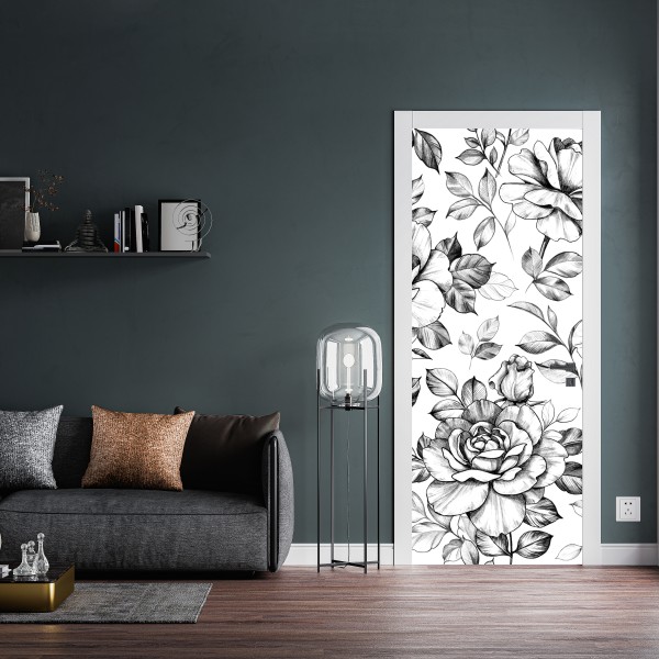 Türaufkleber handgezeichnetes rosenmuster – Wallnifity® Türaufkleber handgezeichnetes rosenmuster – Wallnifity®
