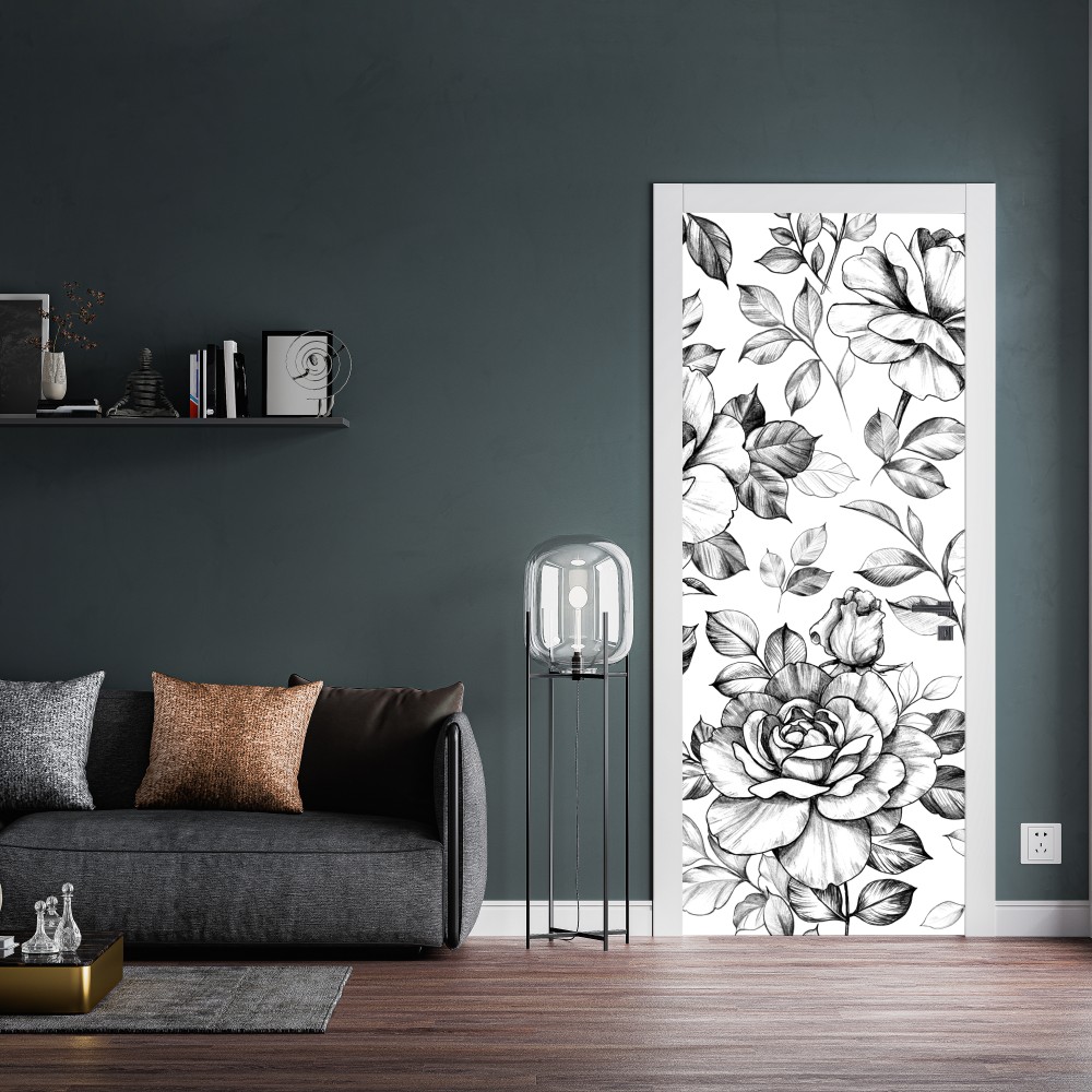 Türaufkleber handgezeichnetes rosenmuster – Wallnifity® Türaufkleber handgezeichnetes rosenmuster – Wallnifity®