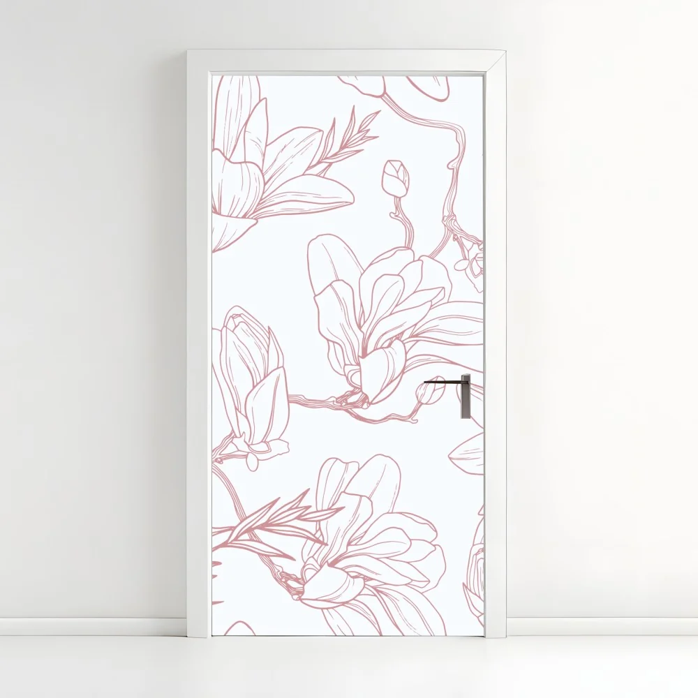 Türaufkleber zartes magnolienmuster in sanftem rosa – Wallnifity® Türaufkleber zartes magnolienmuster in sanftem rosa – Wallnifity®