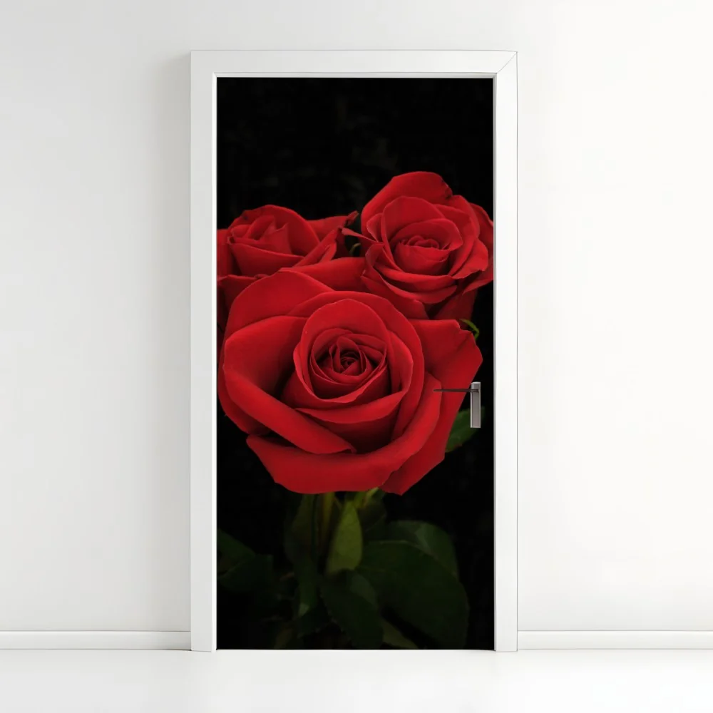 Türaufkleber rote rosen vor schwarzem hintergrund – Wallnifity® Türaufkleber rote rosen vor schwarzem hintergrund – Wallnifity®