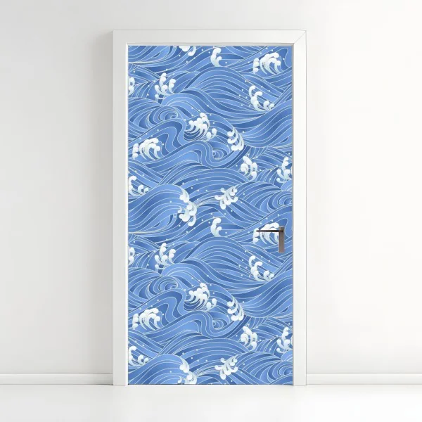 Türaufkleber stilisiertes Japanisches wellenmuster