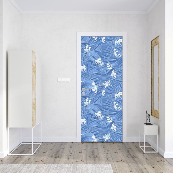 Türaufkleber abstraktes muster goldener wellen – Wallnifity®