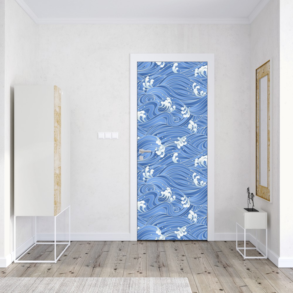 Türaufkleber stilisiertes Japanisches wellenmuster – Wallnifity® Türaufkleber stilisiertes Japanisches wellenmuster – Wallnifity®