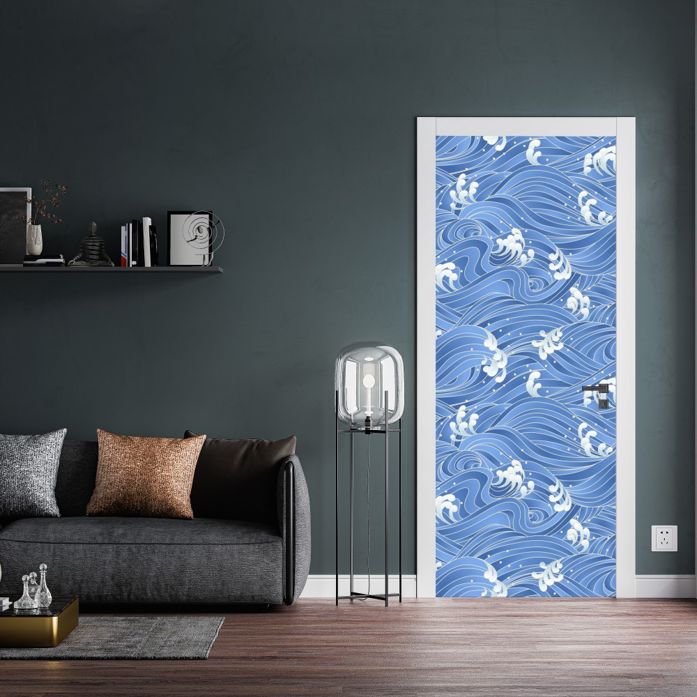 Türaufkleber stilisiertes Japanisches wellenmuster – Wallnifity® Türaufkleber stilisiertes Japanisches wellenmuster – Wallnifity®