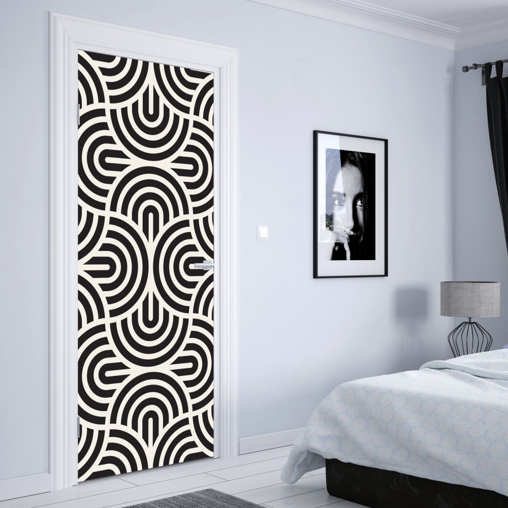 Türaufkleber schwarz-weiß geometrisches muster – Wallnifity® Türaufkleber schwarz-weiß geometrisches muster – Wallnifity®