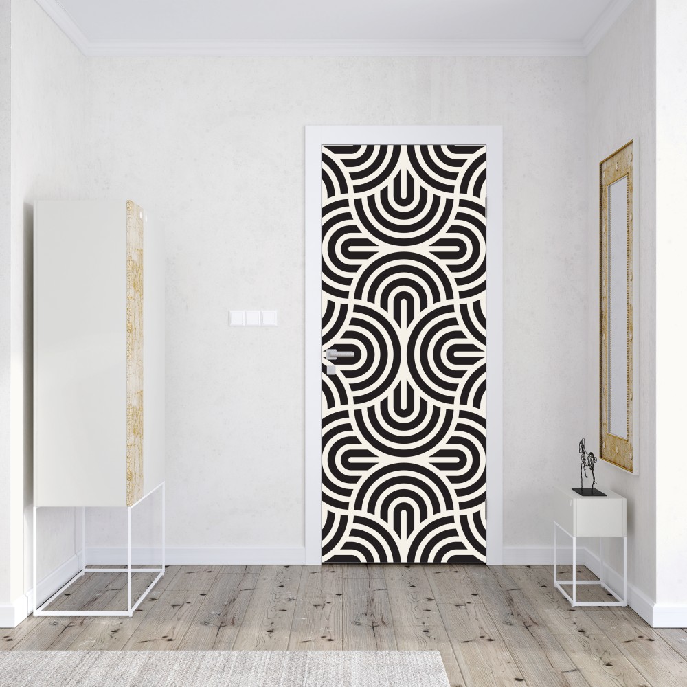 Türaufkleber schwarz-weiß geometrisches muster – Wallnifity® Türaufkleber schwarz-weiß geometrisches muster – Wallnifity®