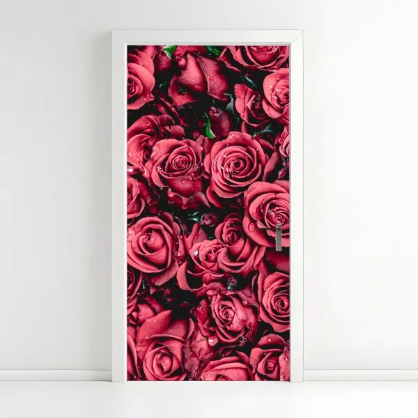 Türaufkleber pralle rote rosen wandbild