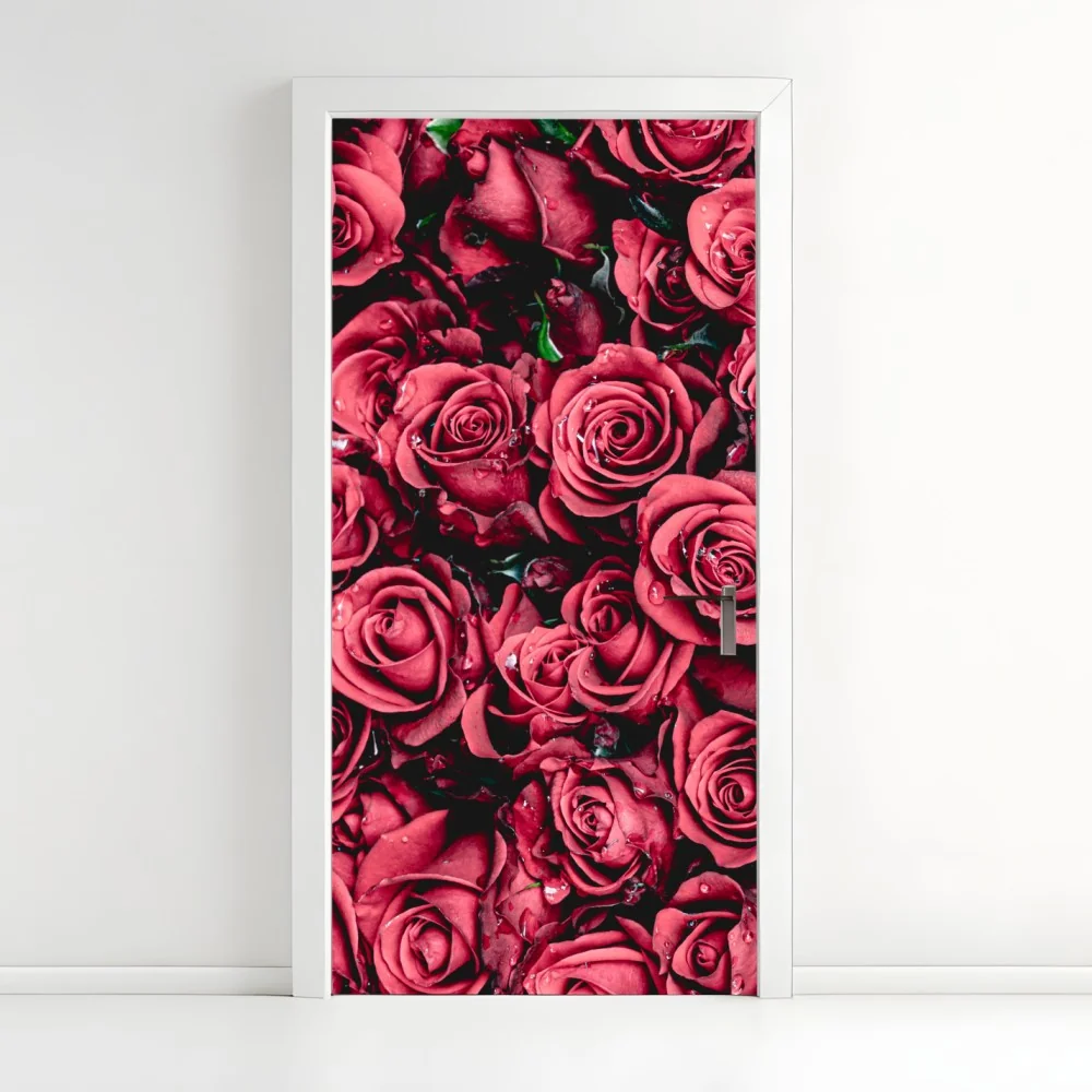 Türaufkleber pralle rote rosen wandbild – Wallnifity®