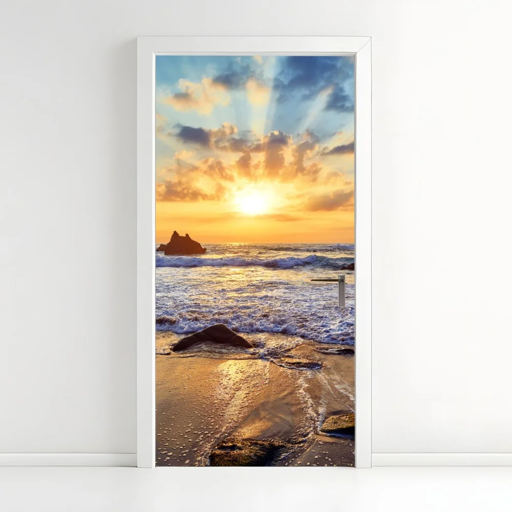 Türaufkleber sonnenuntergang an der felsigen küste – Wallnifity® Türaufkleber sonnenuntergang an der felsigen küste – Wallnifity®